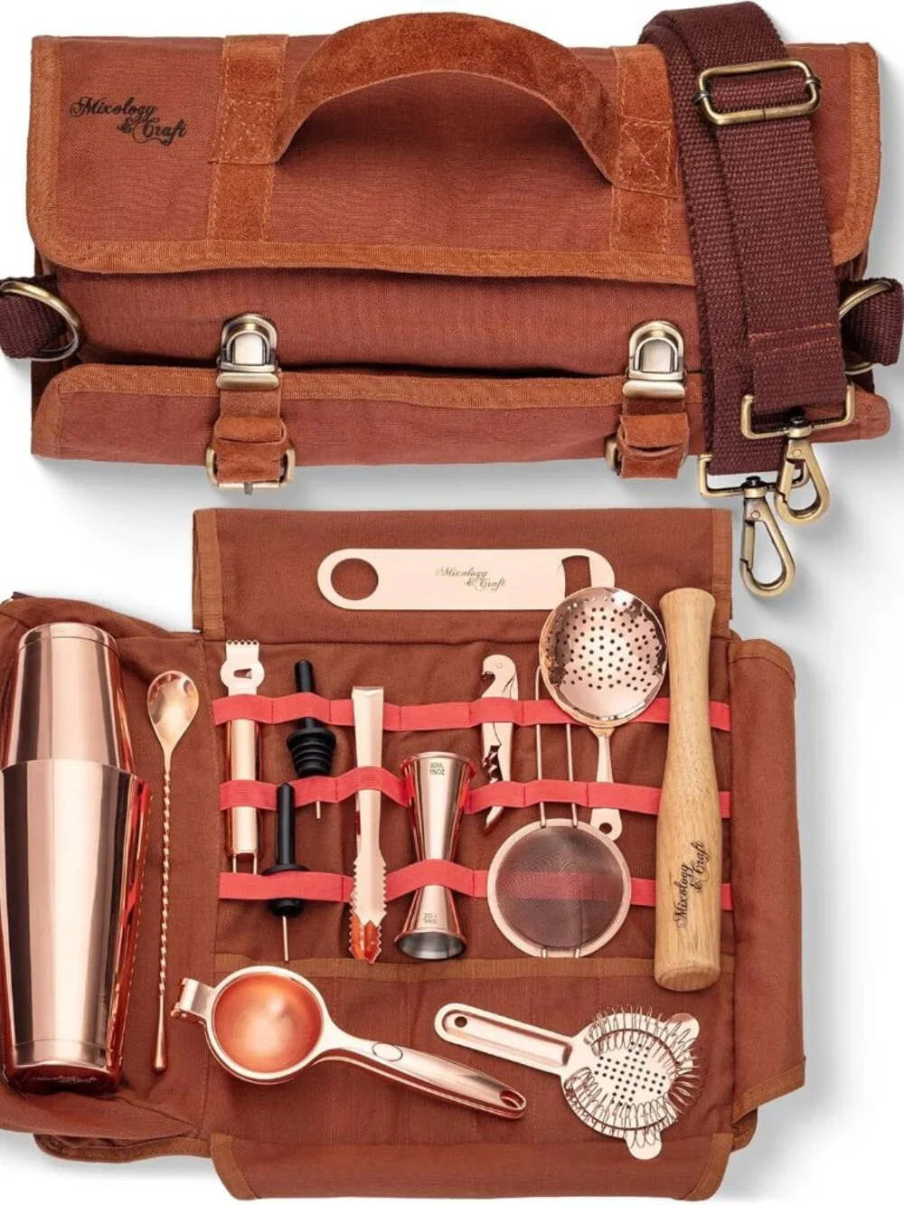 Travel Bartender Kit Bag | 17-Piece Bar Tool Set with Tote Bag & Shoulder Strap